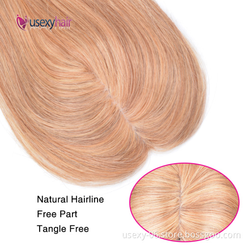 6*9cm Brazilian Hair Topper Cuticle Aligned Virgin Human Hair Topper Silk Base Hair Piece Clip In